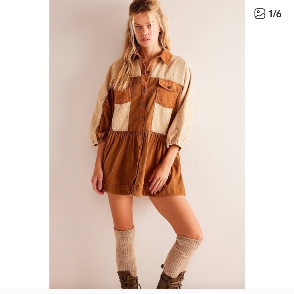 NWT Free People Wild Roads Mini Cord Dress